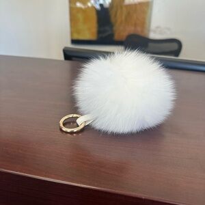 Fluffy White Pom Pom Keychain